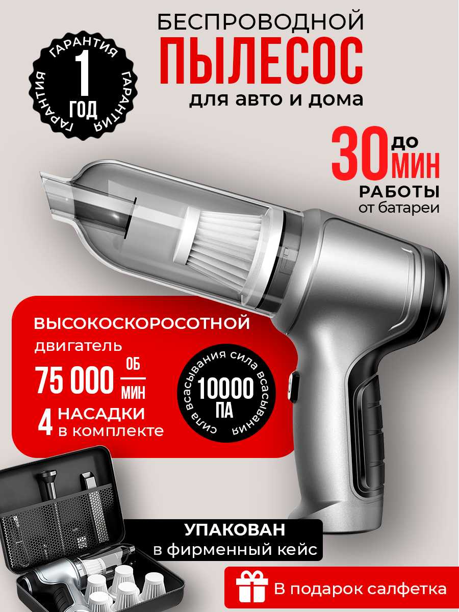 Пылесос автомобильный беспроводной Suitu ST-6645