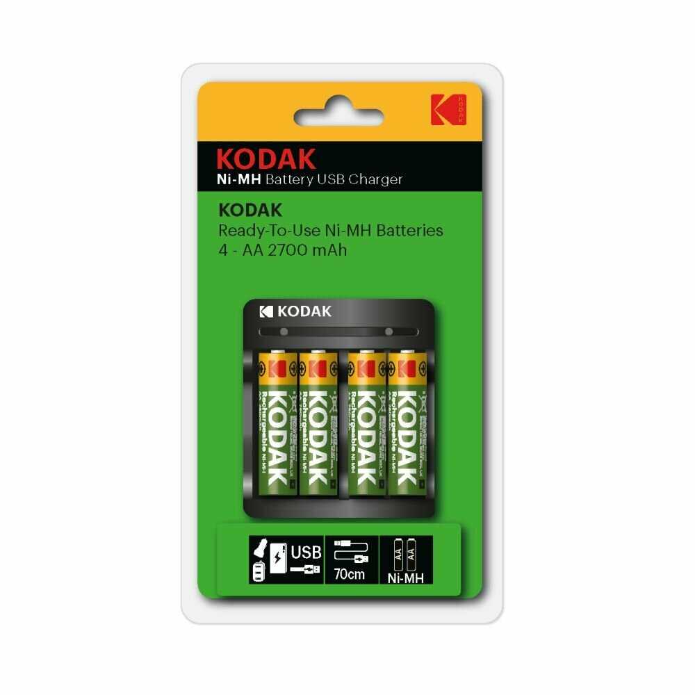 Аккумуляторные батарейки Kodak AA (2700 mAh) + Зарядное устройство USB фотография 9