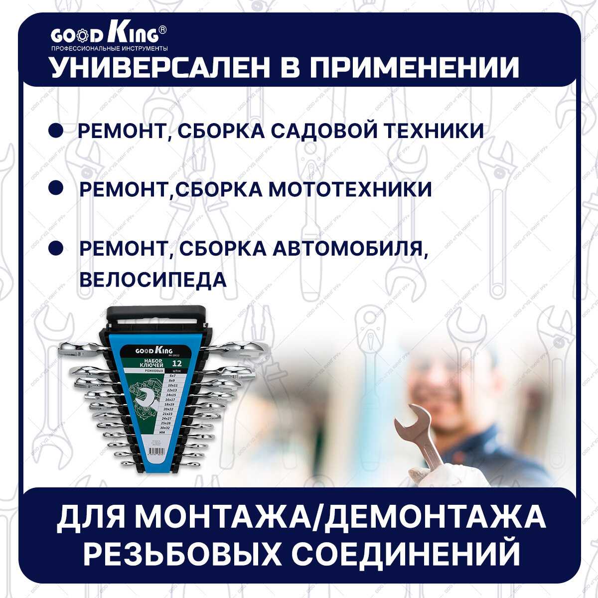 Набор рожковых ключей GOODKING Набор рожковых ключей (RK-10012) фотография 2