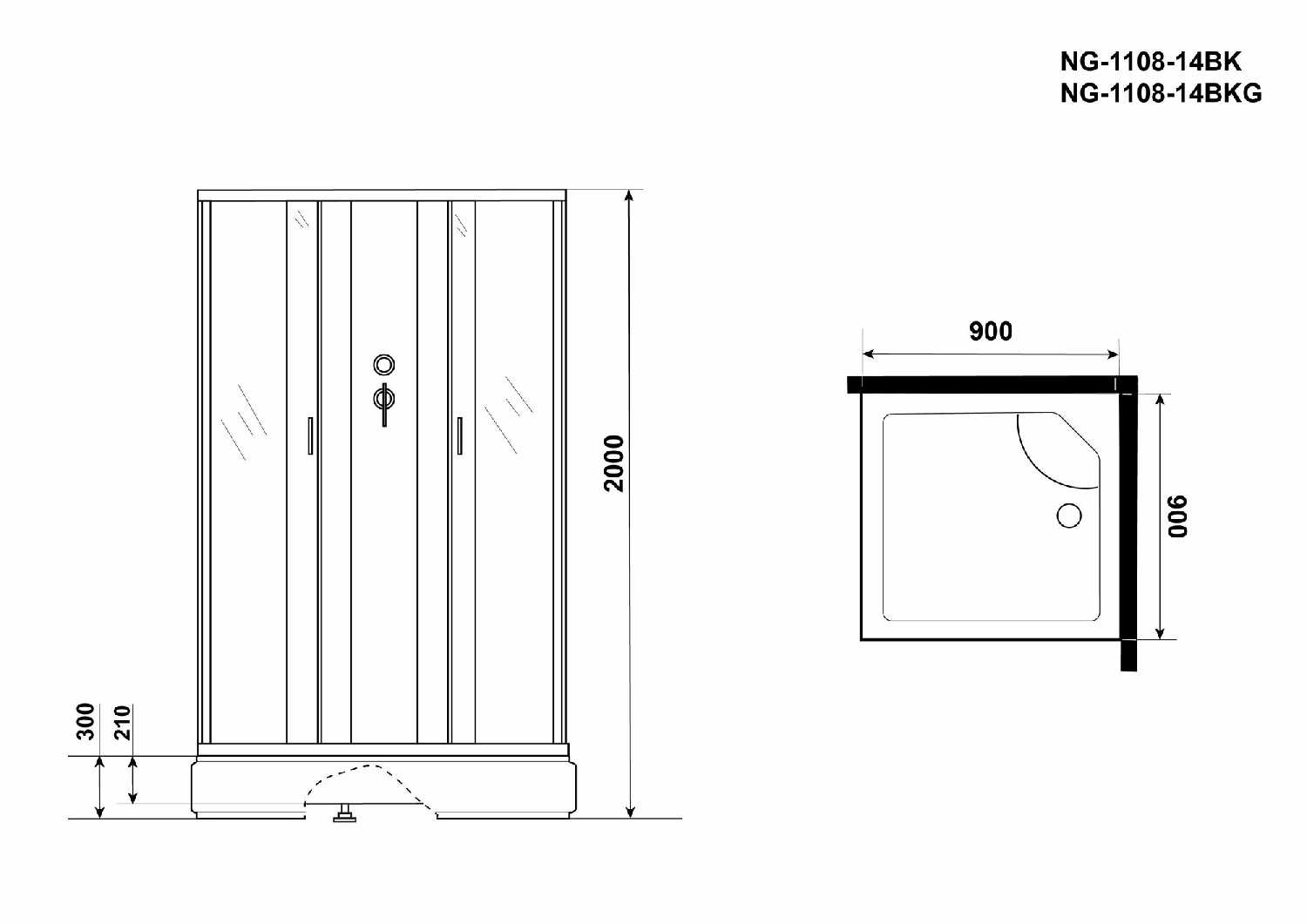 Душевая кабина Niagara NG-1108-14BK (900х900х2000) фотография 4