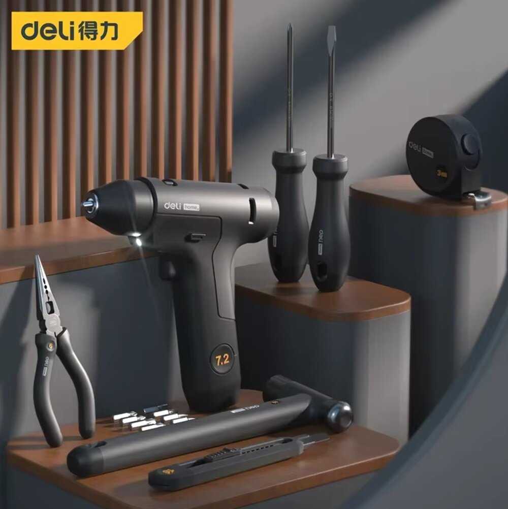 Набор ручного инструмента + шуруповерт Deli Home Series (HT0208) фотография 5