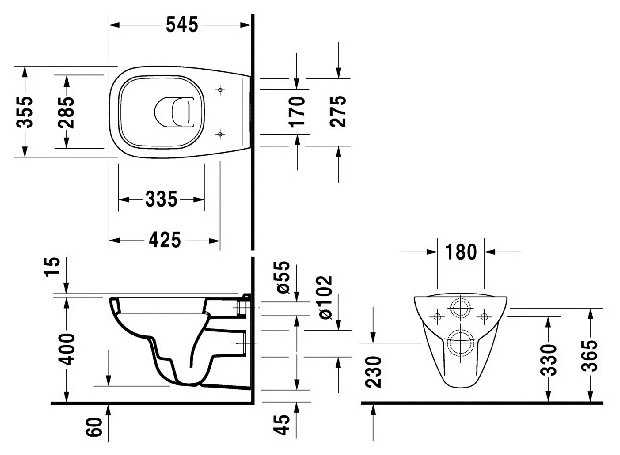 Чаша унитаза подвесная DURAVIT D-Code 253509 с горизонтальным выпуском фотография 2