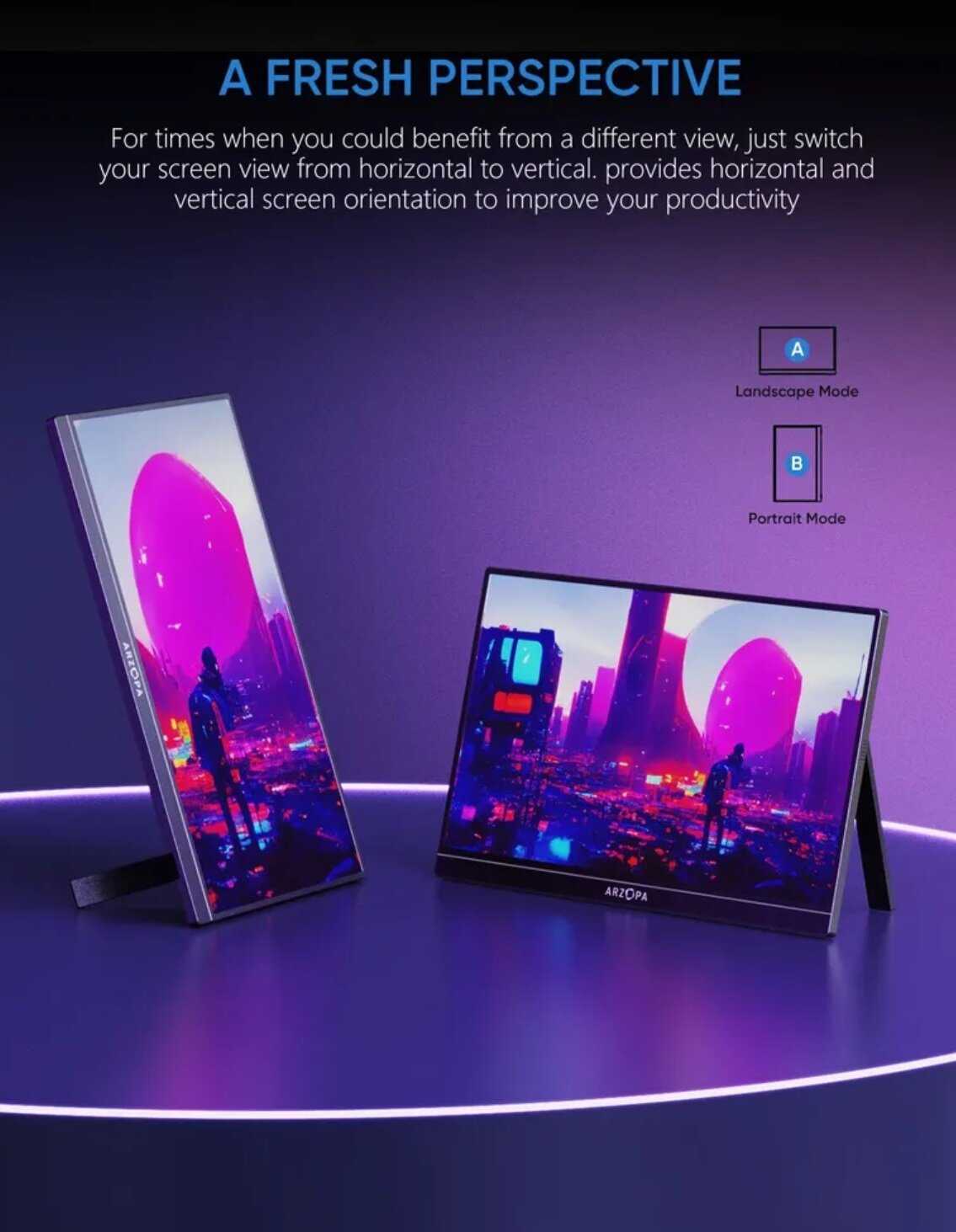 Портативный монитор ARZOPA Z1FC (144Hz FHD) фотография 3
