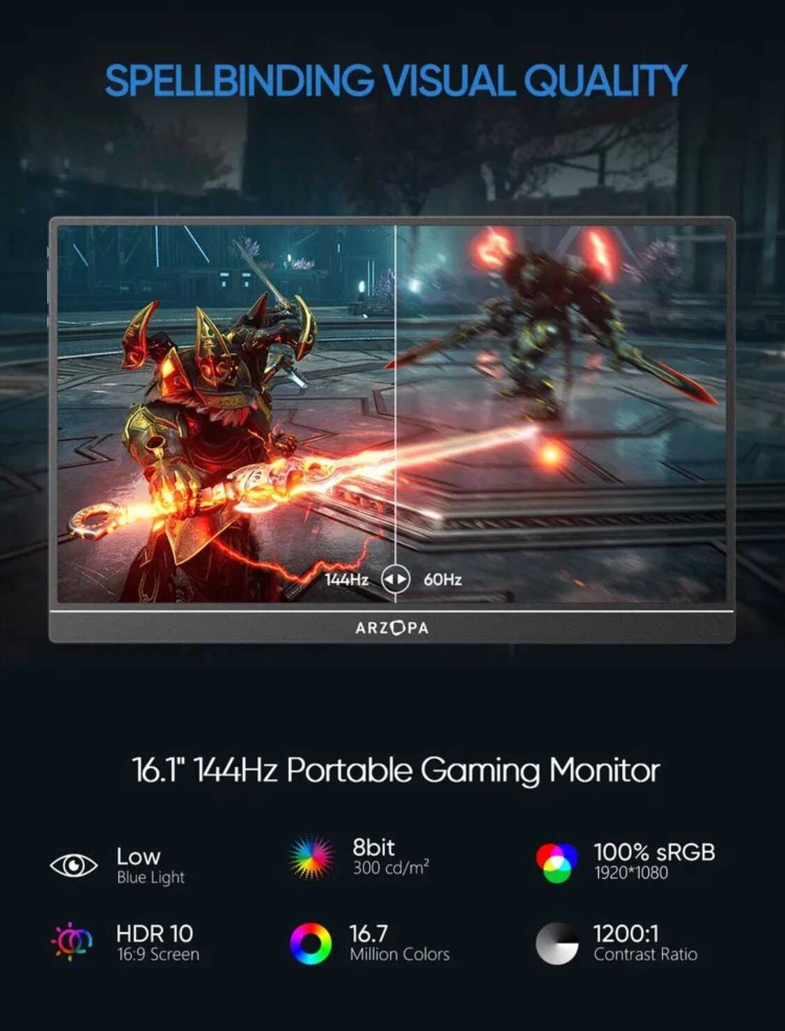 Портативный монитор ARZOPA Z1FC (144Hz FHD) фотография 4