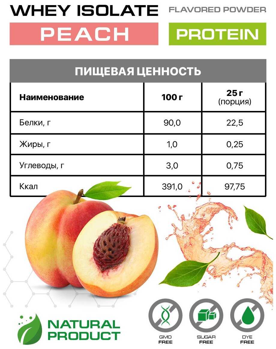 Supptrue Протеин изолят сывороточного белка со вкусом Персик 1000г фотография 3