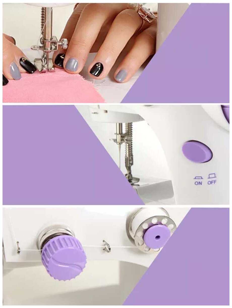 Портативная швейная машинка 4 в 1 переносная мини помощница Handheld Sewing Machine SM-202A белая фотография 7