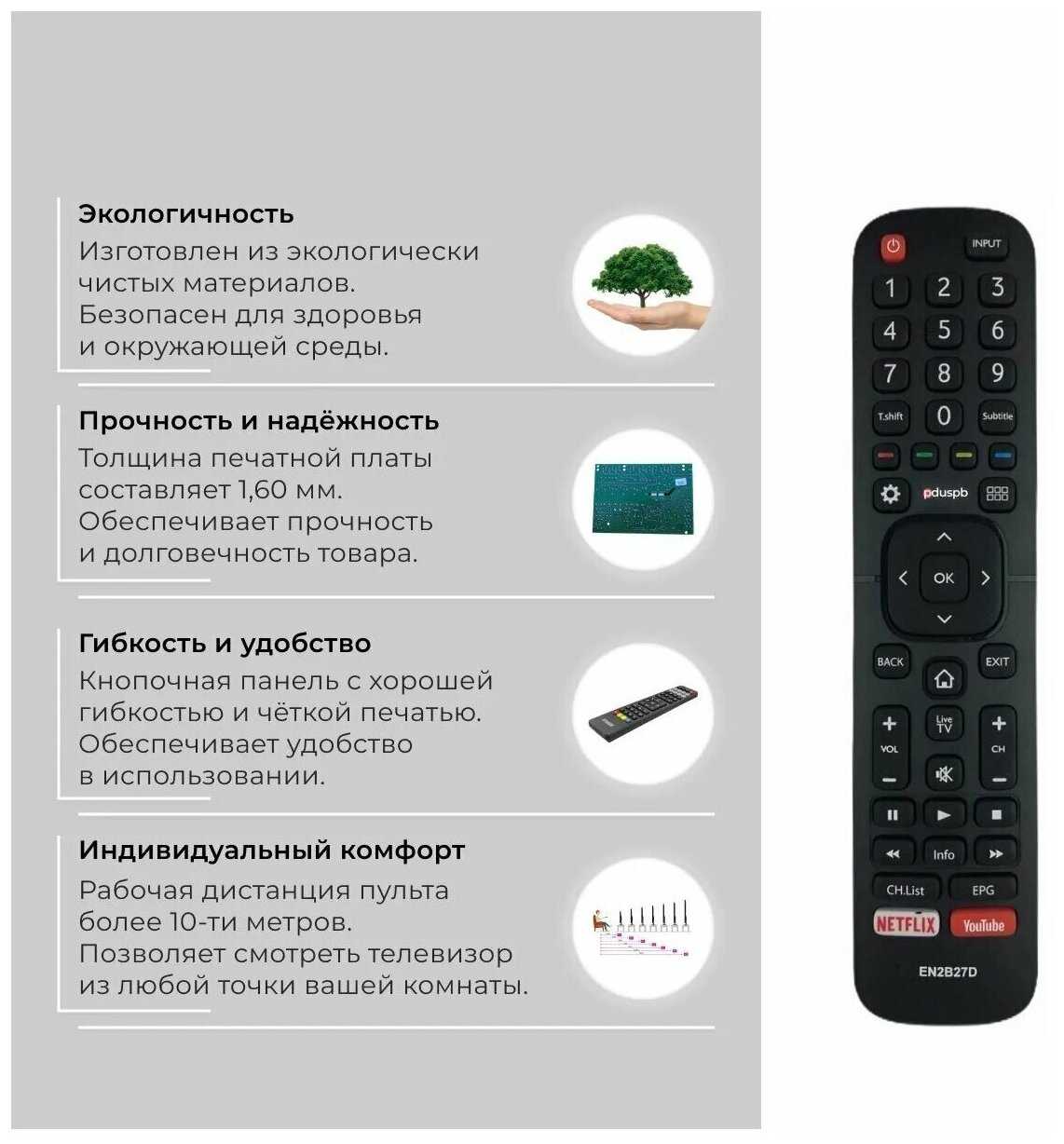 Пульт PDUSPB EN2B27DF для DEXP фотография 1