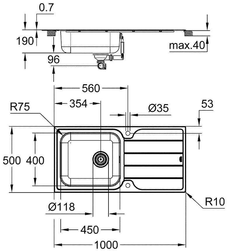 Накладная кухонная мойка Grohe K500 31563SD1, 50х100см, нержавеющая сталь фотография 2