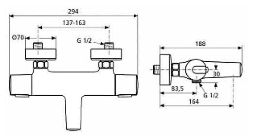 Термостат для душа Ideal STANDARD Ceratherm 25 A 6423 AA, рычажный фотография 1