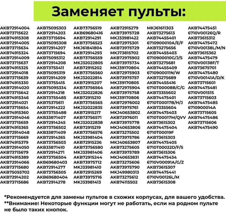 Универсальный пульт LG Универсальный пульт для телевизоров LG фотография 8