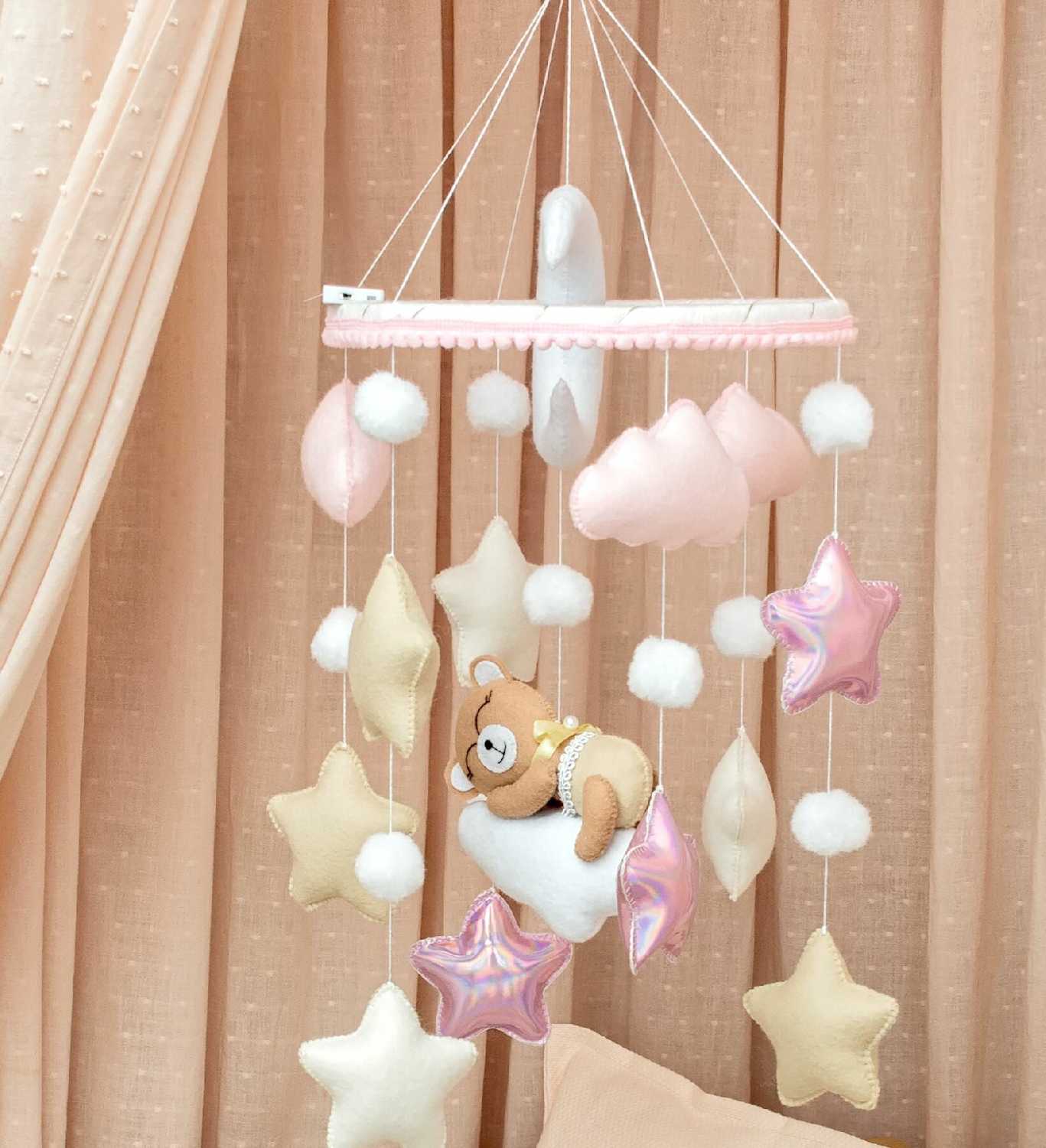 Мобиль в кроватку для новорожденных с подсветкой фотография 26