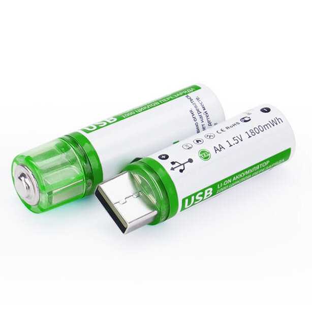 Комплект из двух блистеров Аккумулятор LI-ION рубин АА 1,5 В 1800mWh USB фотография 8