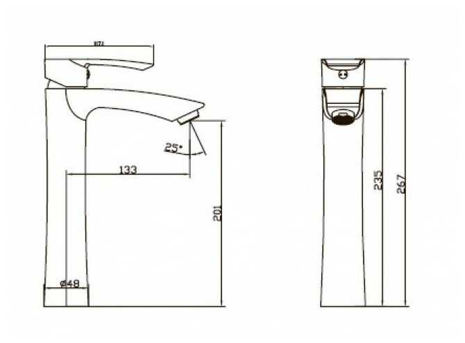 Смеситель для раковины (умывальника) KAISER Aurora 67033, рычажный фотография 3