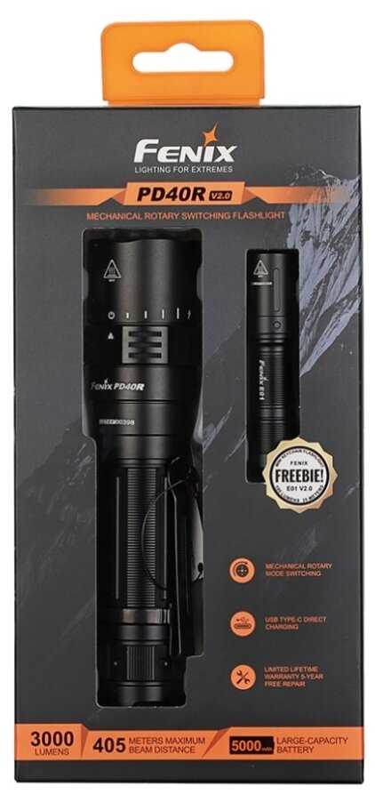 Комплект фонарей Fenix PD40R V2.0 + E01 V2.0 фотография 1