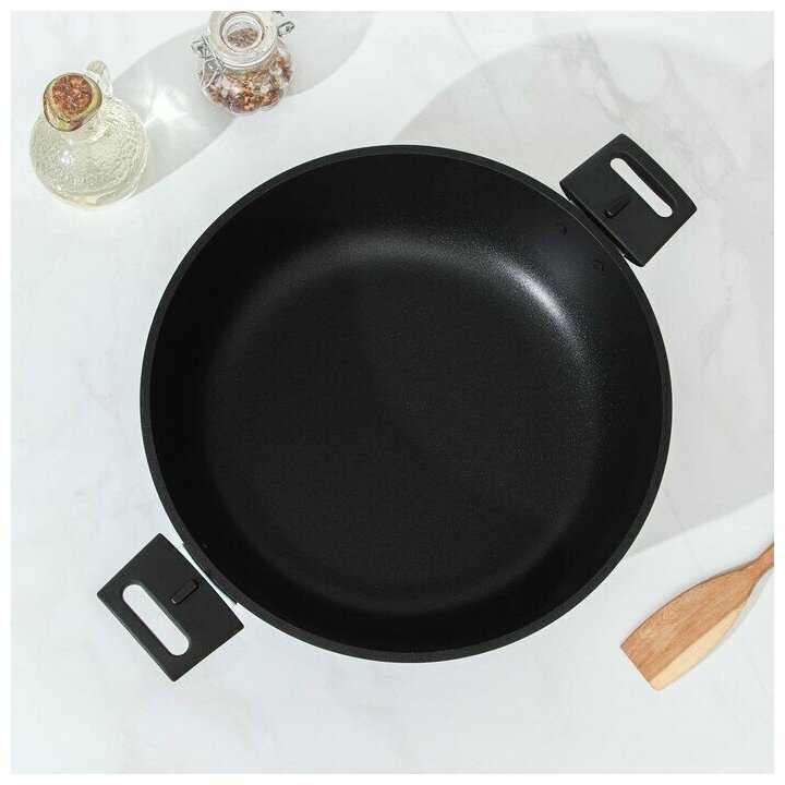 Сковорода «Традиция», d=30 см, съёмные ручки, антипригарное покрытие, цвет чёрный фотография 1