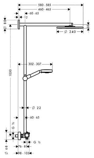 Душевая стойка hansgrohe Raindance Showerpipe 240 27160000, хром фотография 1