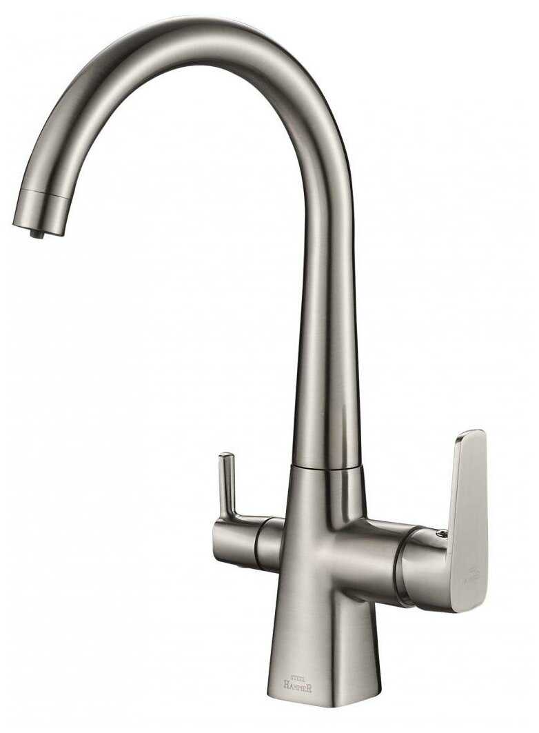 Смеситель для кухни (мойки) STEEL HAMMER SH 819 SATIN, рычажный фотография 2