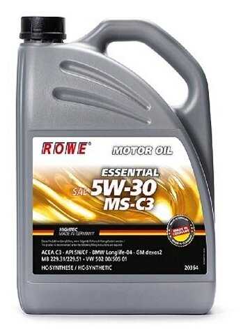 Полусинтетическое моторное масло ROWE Essential SAE 5W-30 MS-C3 фотография 19