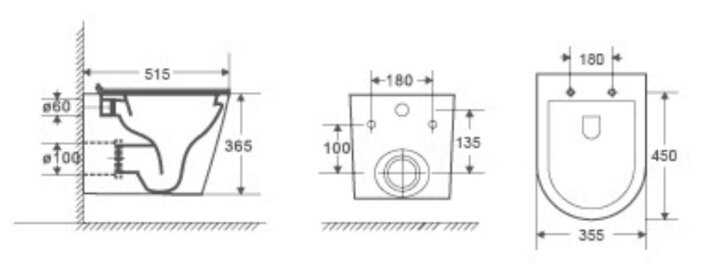 Чаша унитаза подвесная WELTWASSER Salzbach 004GL-WT с горизонтальным выпуском фотография 1