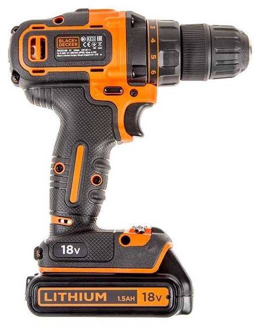 Аккумуляторная дрель-шуруповерт BLACK+DECKER BDCDD186K1B фотография 2