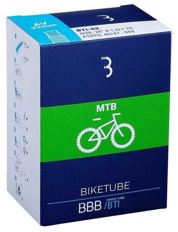 Велокамера BBB 2023 BikeTube 27,5x2,00/2,40 FV 33mm Black