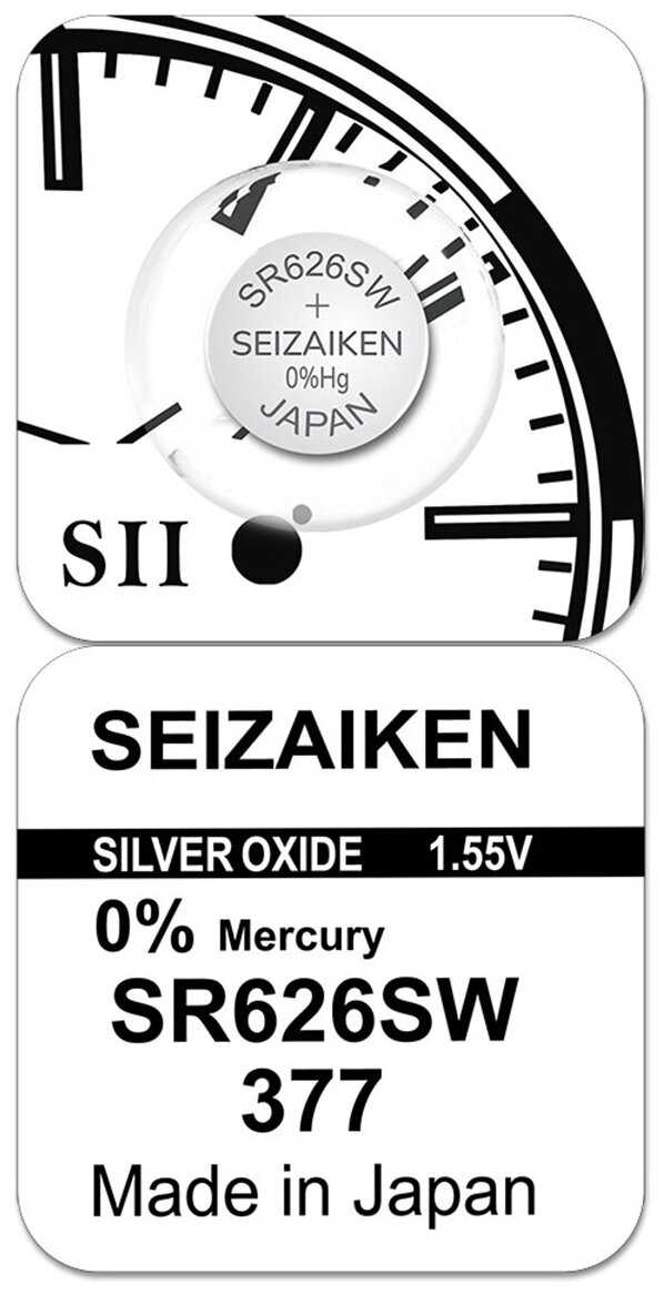 Батарейка Seizaiken 377 (SR626SW, SR66, AG4) - 10 шт. фотография 2