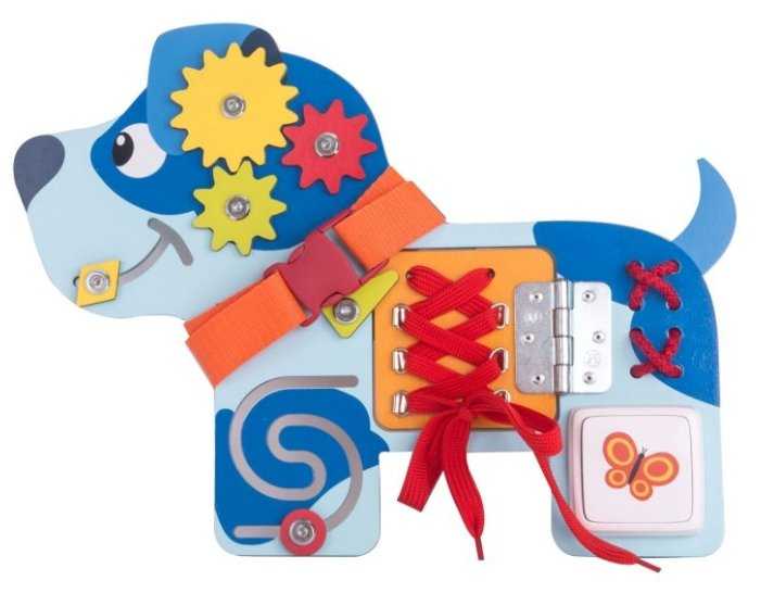 Бизиборд Занятный дом Деревяшки Собачка Гав-Гав