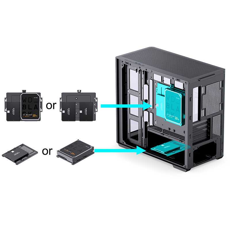 Корпус JONSBO D300 без БП, боковая панель из закаленного стекла, mini-ITX, micro-ATX фотография 6