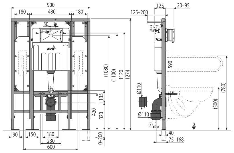 Рамная инсталляция Alcadrain AM101/1300H фотография 10
