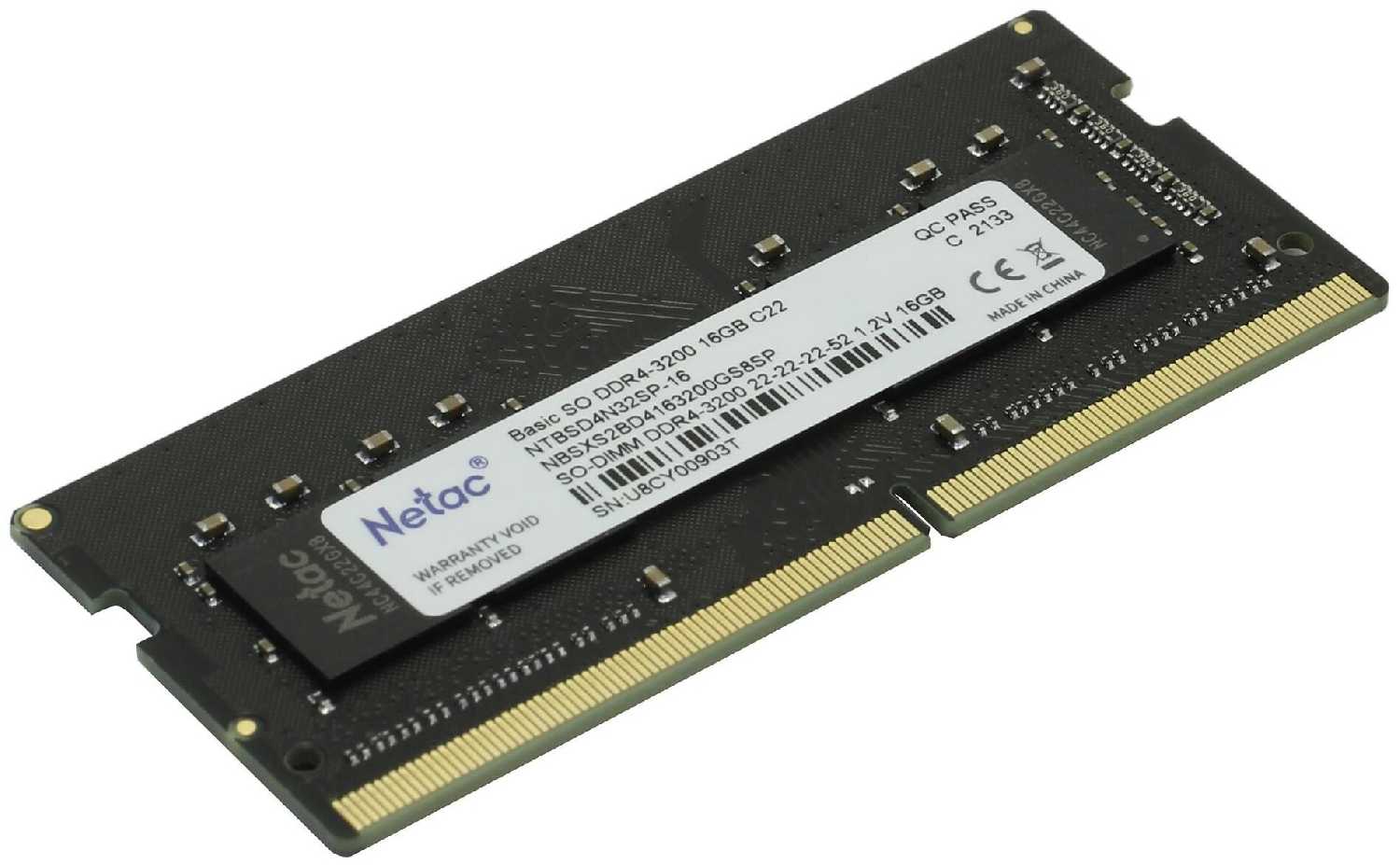 Оперативная память Netac Basic 16 ГБ DDR4 SODIMM CL22 (NTBSD4N32SP-16)