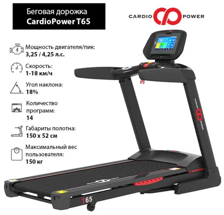Беговая дорожка CardioPower T65 (3.25 л.с.) фотография 5