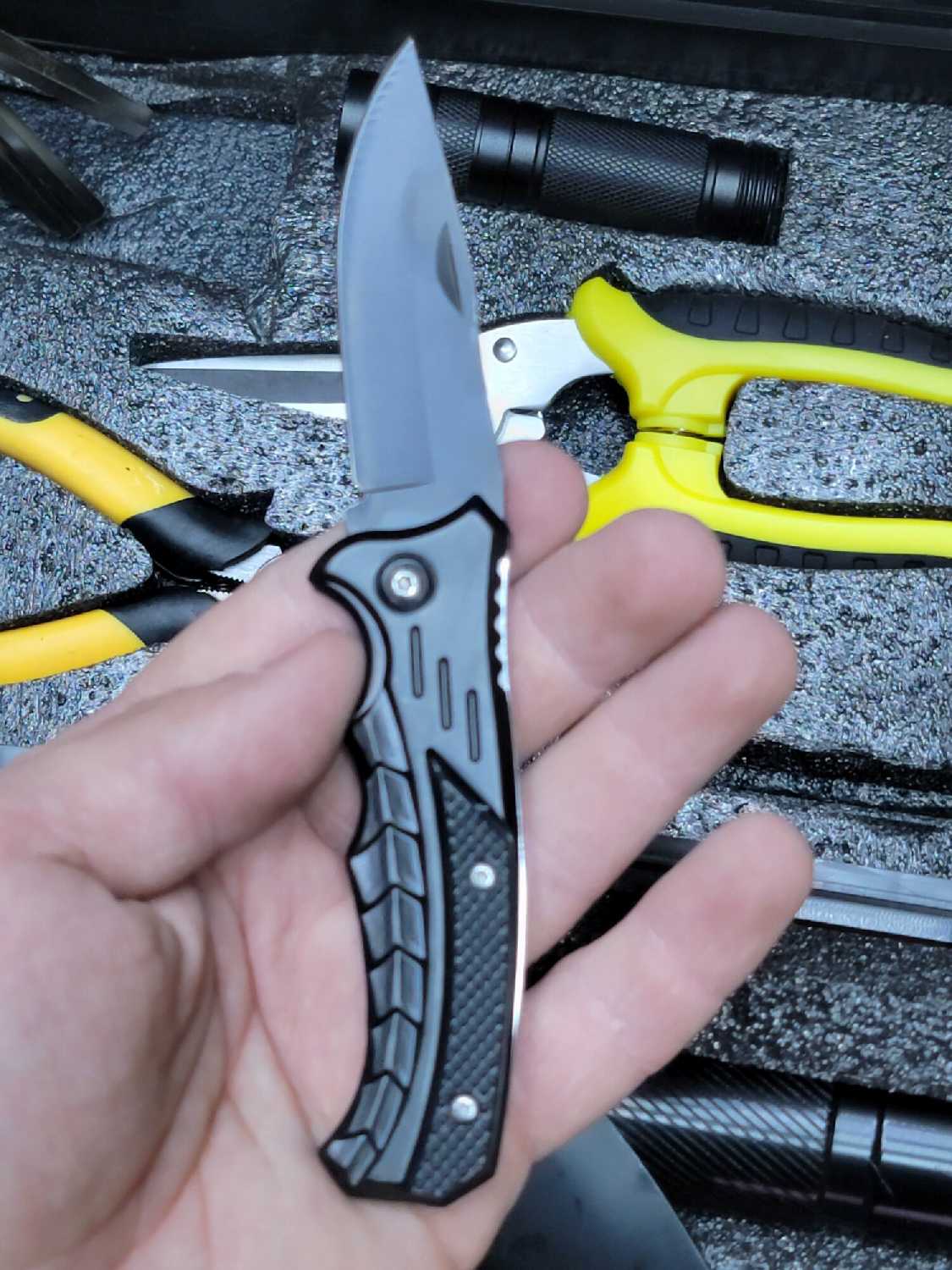 Многофункциональная лопата, нож складной и набор инструментов в кейсе туристический универсальный фотография 12