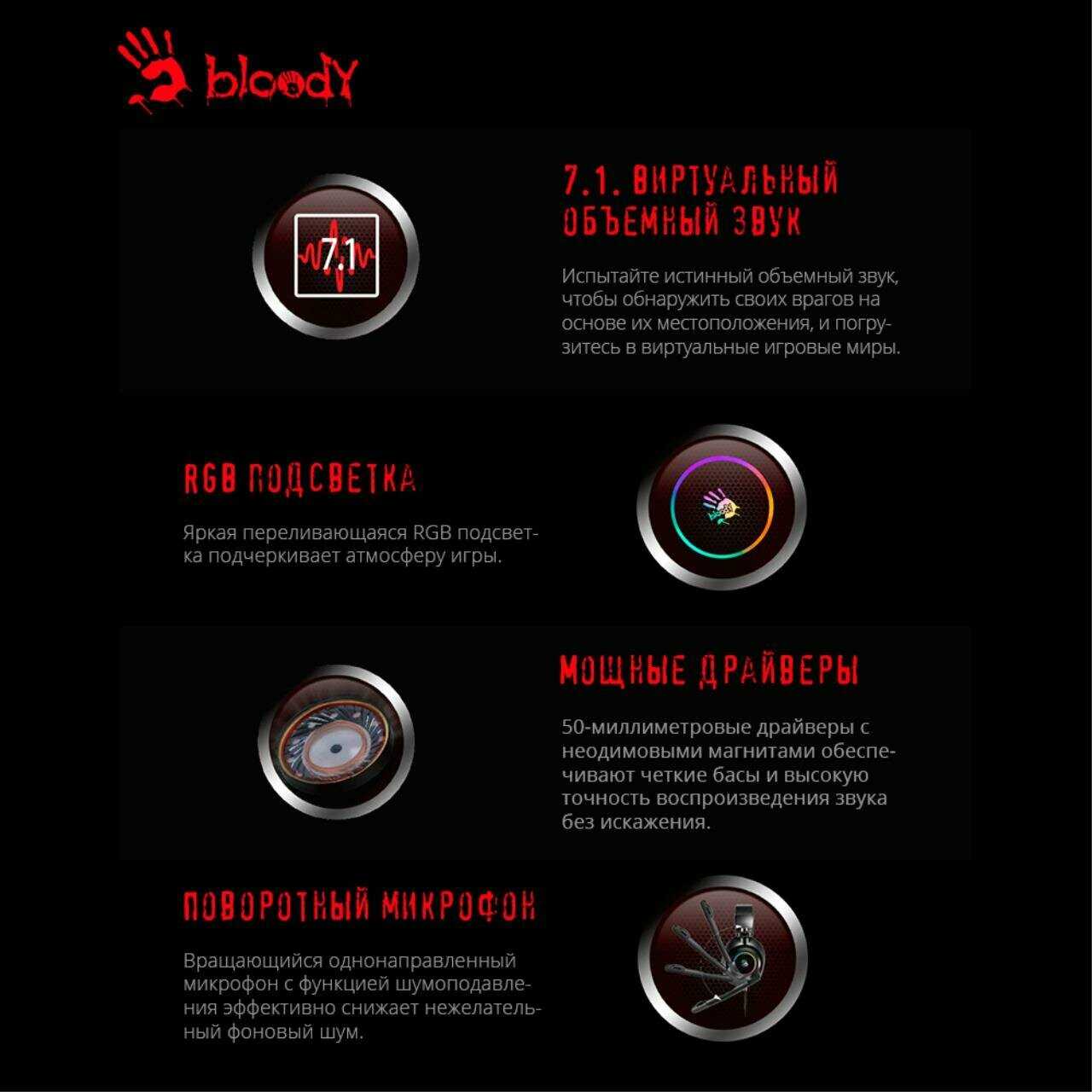 Наушники с микрофоном A4Tech Bloody G580 (G580 USB) фотография 2