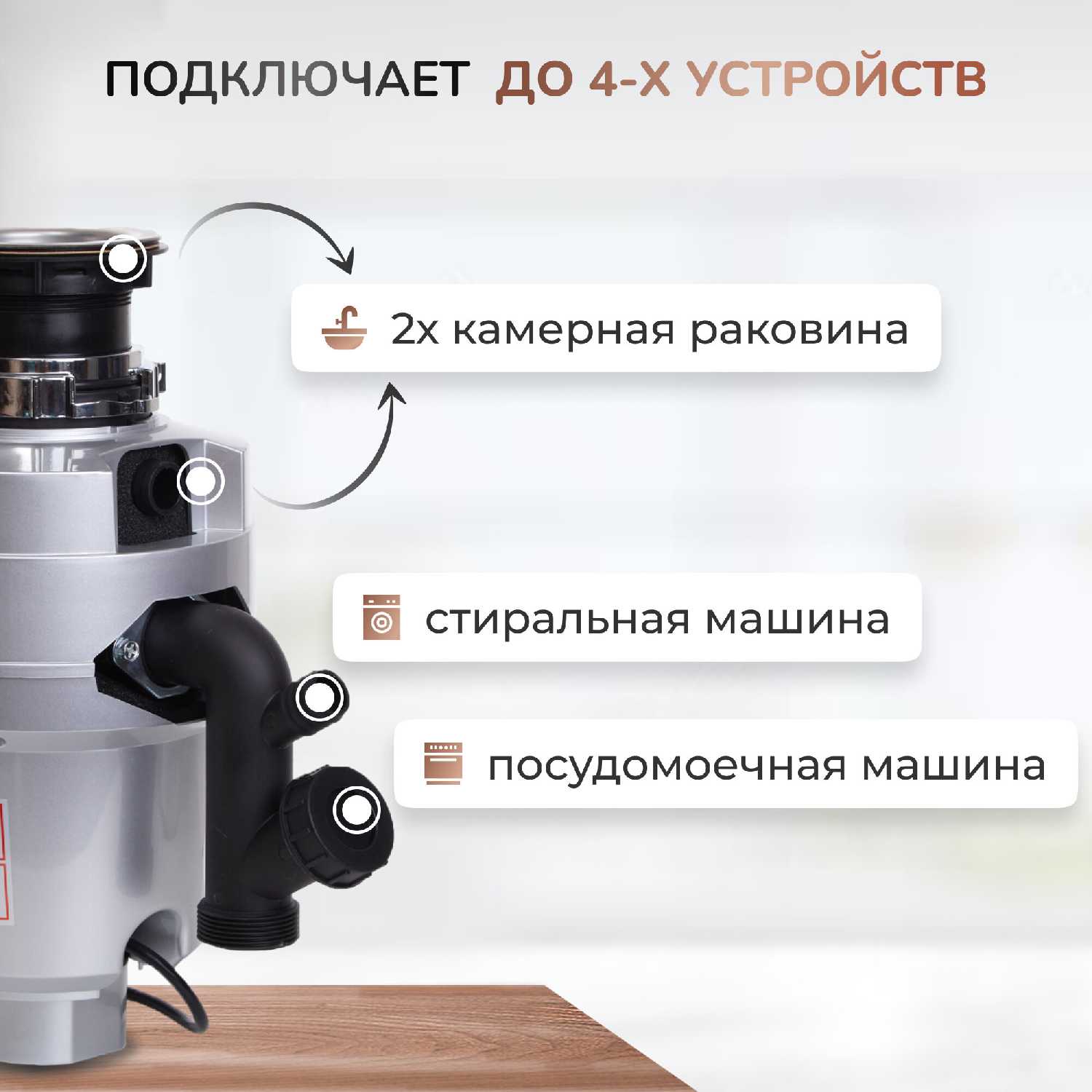 Измельчитель бытовых отходов STOEWER D750 MAX с модулем дистанционного управления фотография 7