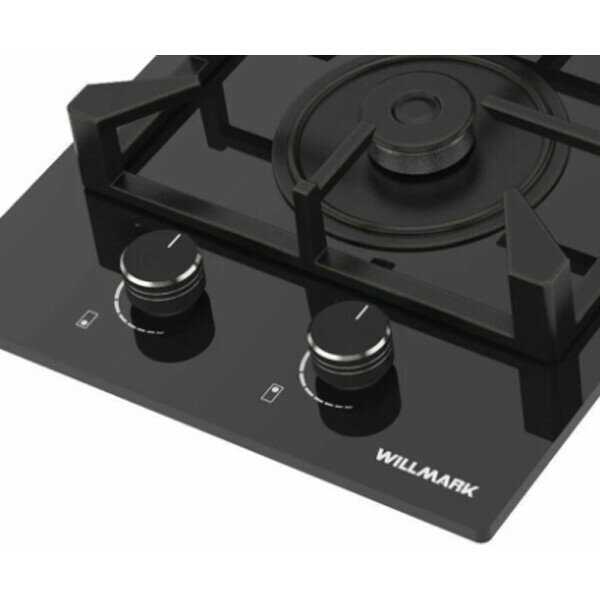 Газовая варочная поверхность WILLMARK WGH-2302BL (30см, эл. поджиг, газ контроль, чугун. реш) фотография 7