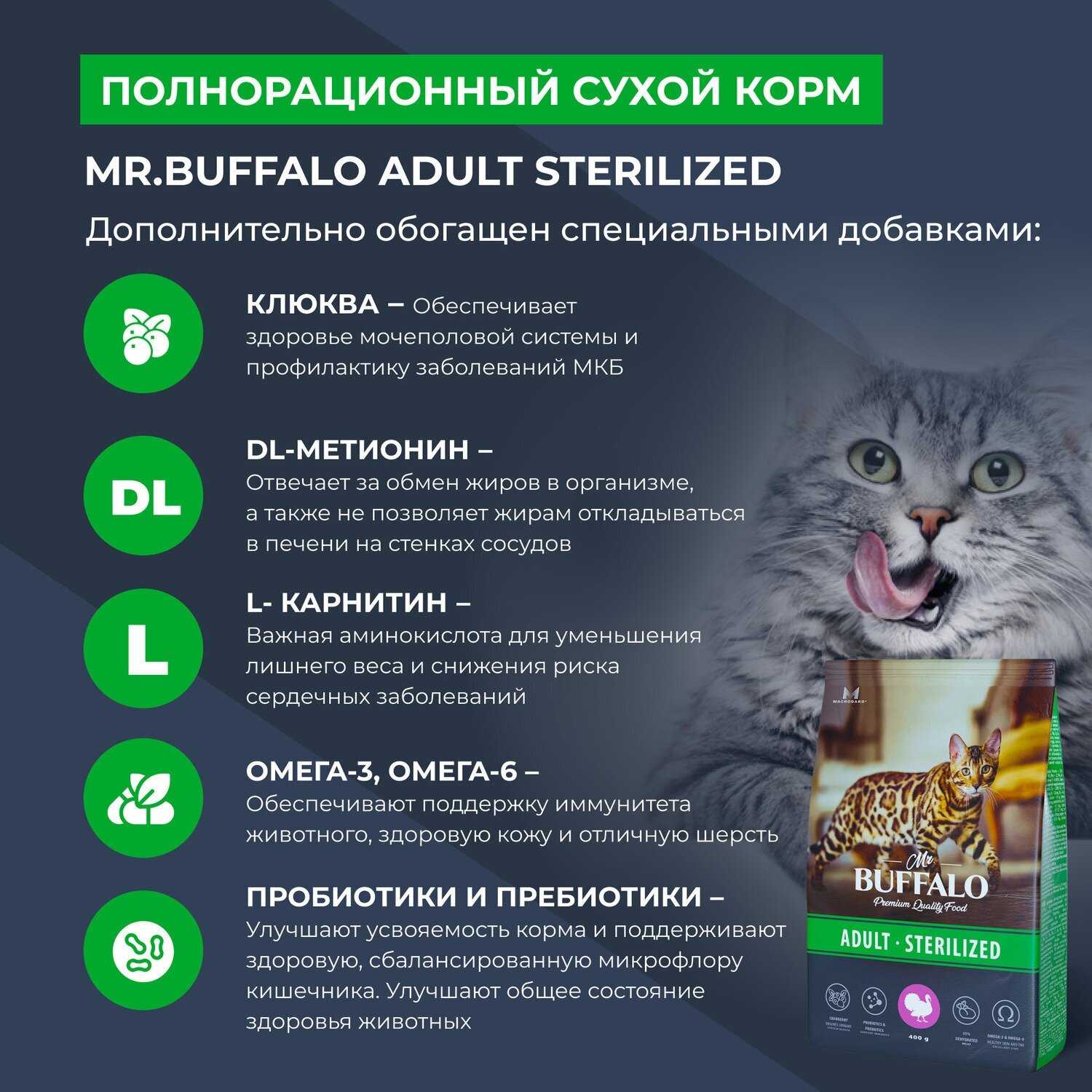 Корм для кошек Mr.BUFFALO Sterilized с индейкой фотография 11