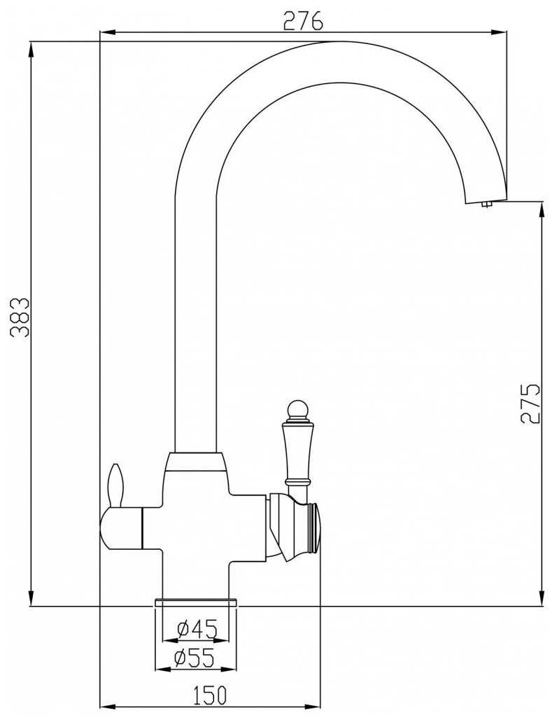 Смеситель для кухни (мойки) STEEL HAMMER SH 723 BRONZE, рычажный фотография 1