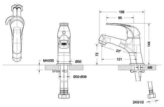 Смеситель для раковины (умывальника) Bravat Fit F1135188CP, рычажный фотография 1