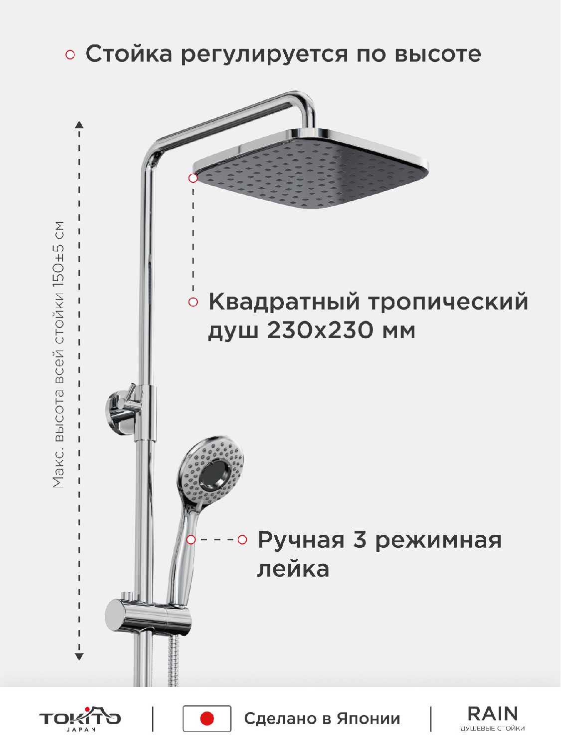 Душевая стойка Tokito Rain (TOK-RAI-1014BL) фотография 7