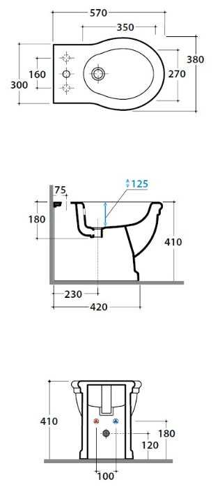 Биде напольное GLOBO Paestum PA026.BI с горизонтальным выпуском фотография 1