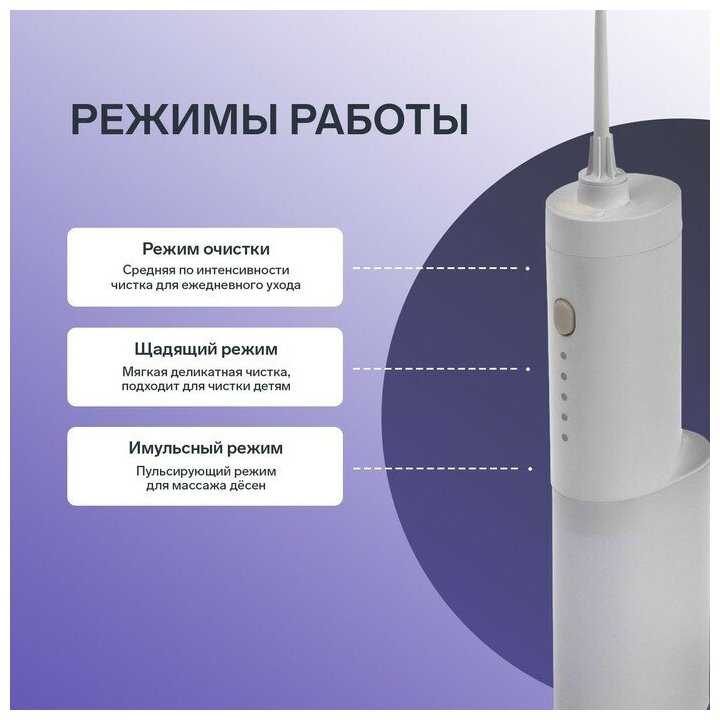 Luazon Home Ирригатор для полости рта LuazON LIR-02, портативный, 200 мл, 3 режима, 1 насадка, от USB фотография 16