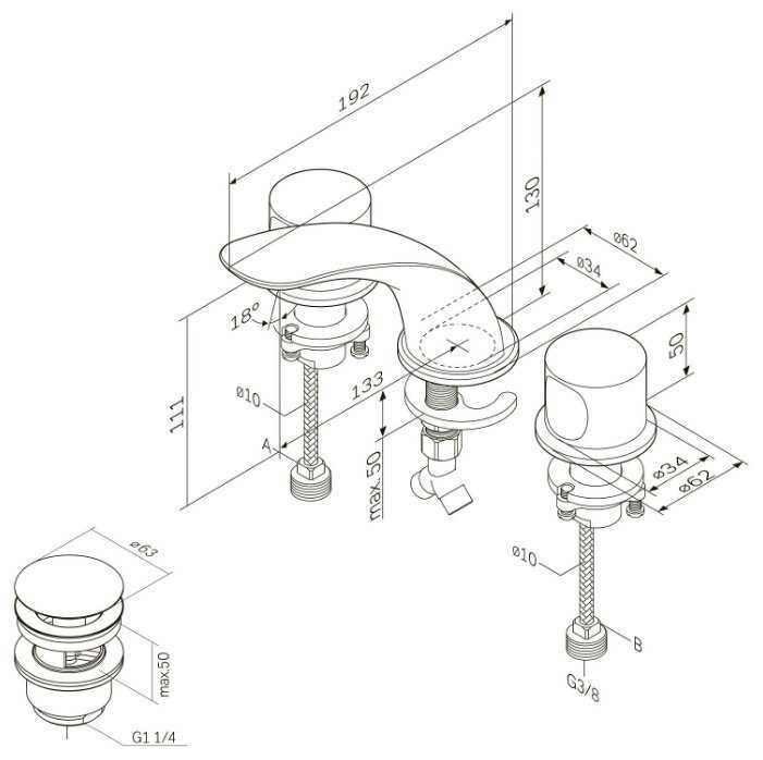 Смеситель для раковины (умывальника) AM.PM Sensation F3008000, вентильный фотография 6