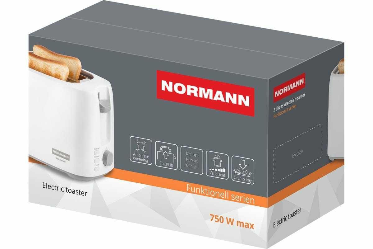 Тостер NORMANN AST-035 (750 Вт, 2 ломтика, авт. центровка, подогрев, разморозка) фотография 7