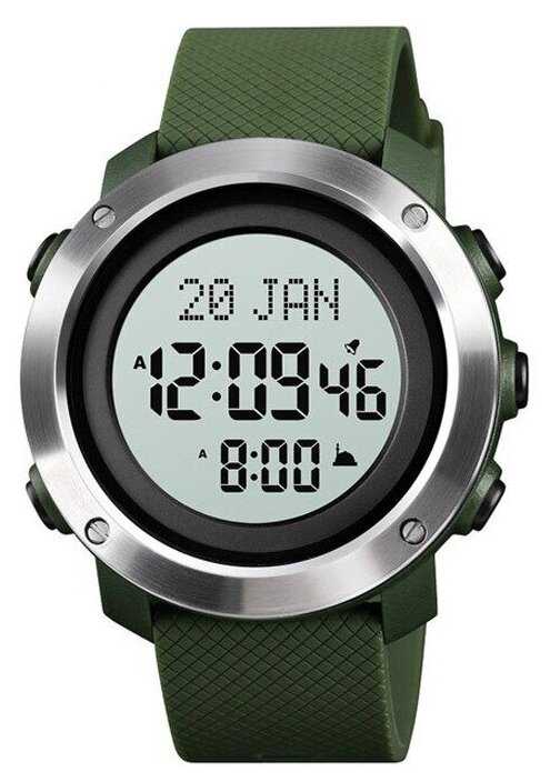 Часы Skmei/Скмей 1728 Steel Ring спортивные, для мусульман, таймер Army Green/White