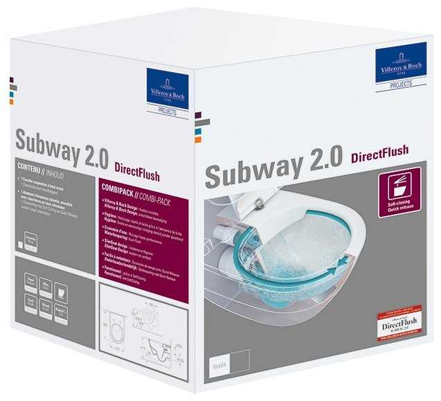 Чаша унитаза подвесная Villeroy & Boch Subway 2.0 5614R2R1 с горизонтальным выпуском фотография 2