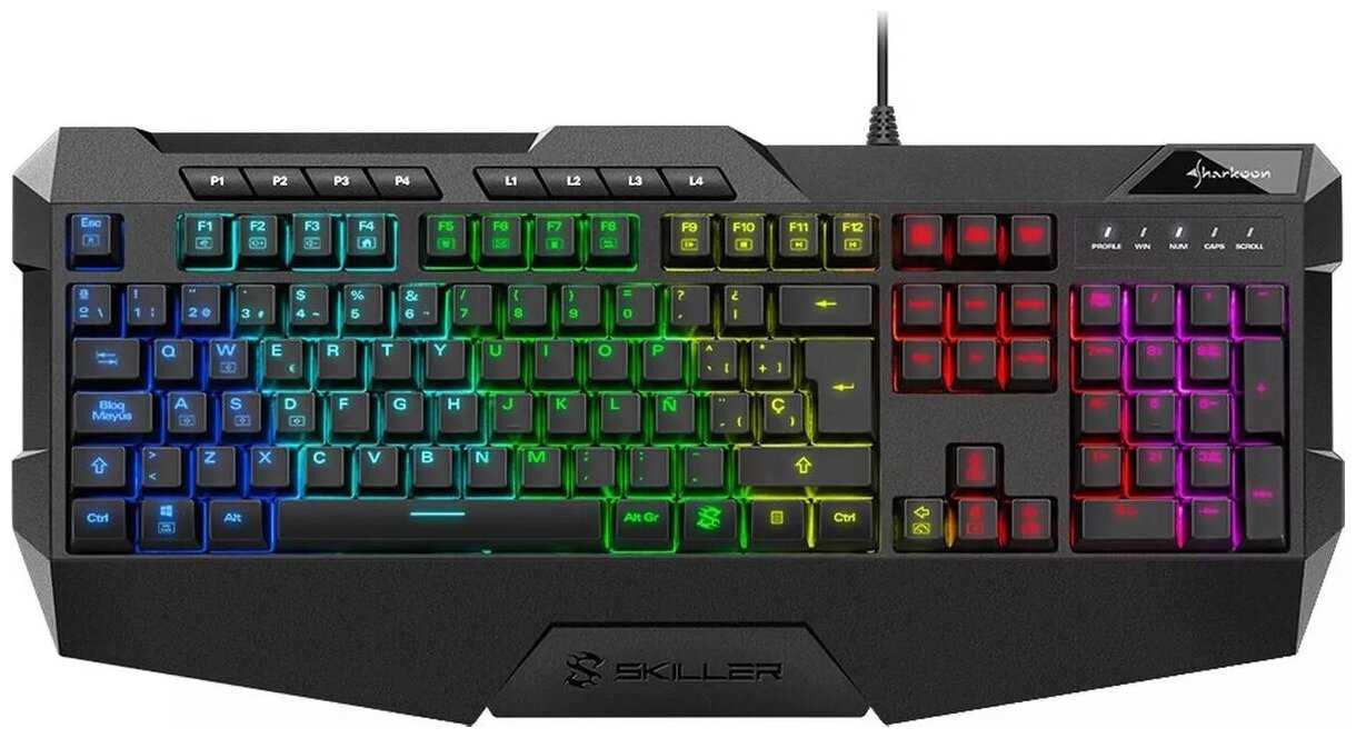 Sharkoon Skiller SGK4 Игровая клавиатура (резиновые колпачки, RGB подсветка, USB) фотография 6