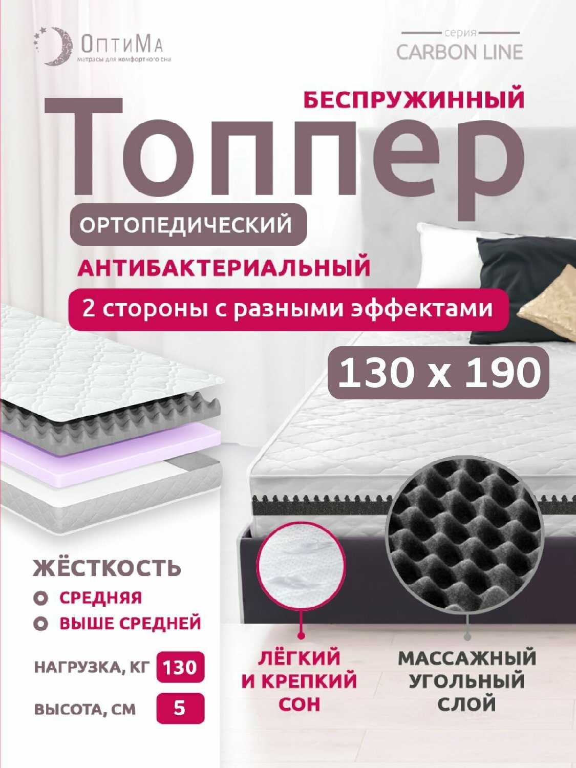 Топпер матрас ОптиМа ортопедический беспружинный (140х190 см, высота 5 см) фотография 20