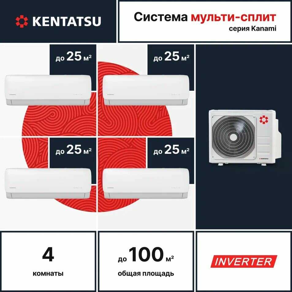 Мульти сплит-система Kentatsu Мульти сплит-система для 4-х комнат (K4MRA100HZRN1/KMGA26HZRN14)