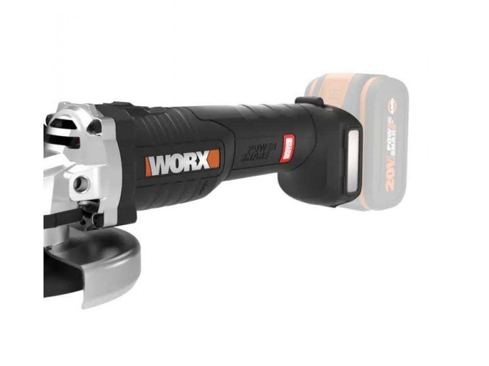 Угловая шлифмашина WORX WX813 [115 мм, 20 В, 4 Ач, х1, ЗУ 2А] фотография 8