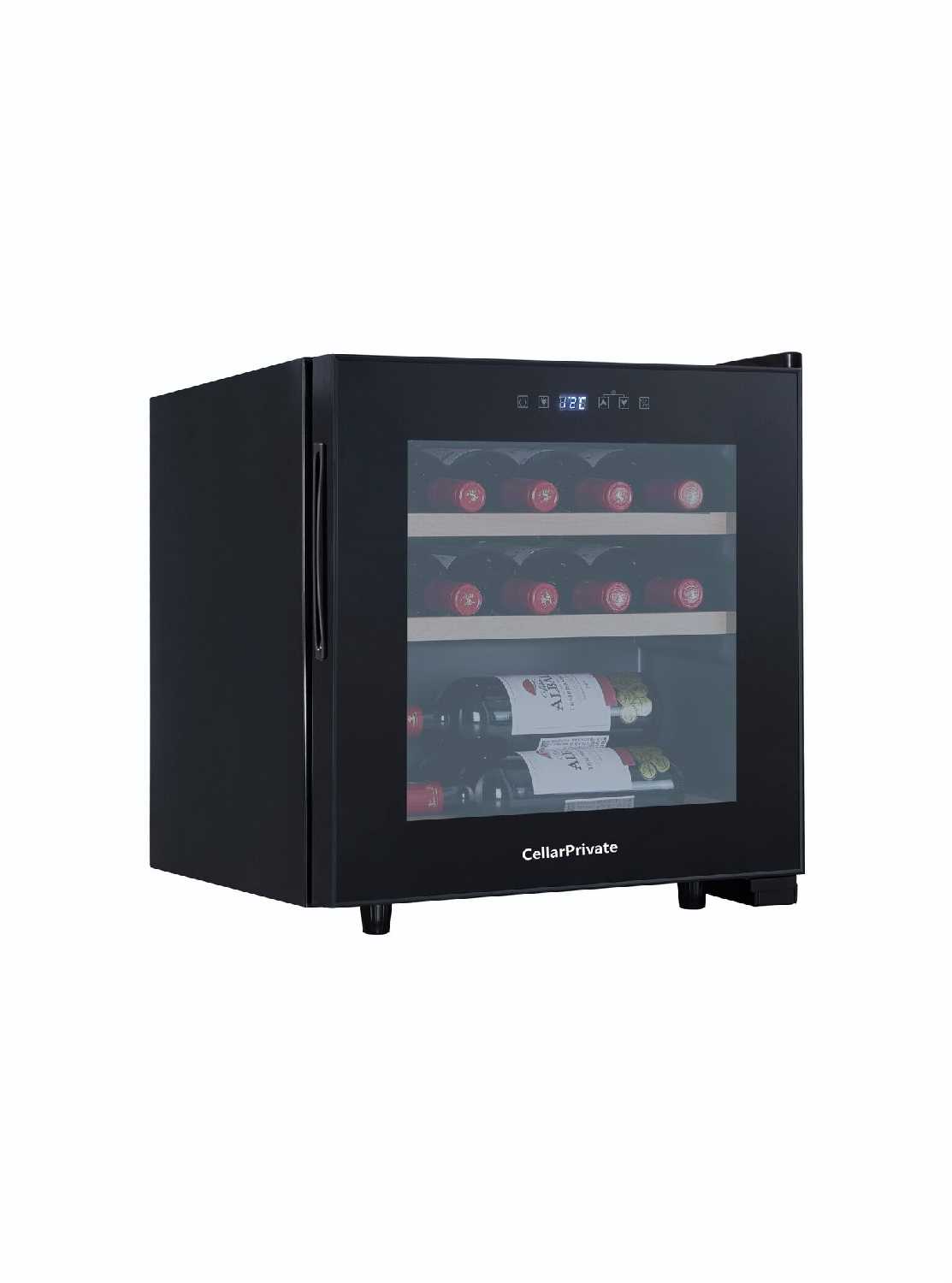 Винный шкаф Cellar Private CP017, компрессорный, на 17 бут, в чёрном цвете. фотография 1